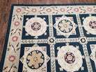 Vintage Chinese Needlepoint Rug 6x9, Panel Design Area Rug Wool Hand-Woven Black & Ivory Carpet Flat Weave Bedroom Rug 6 x 9 Living Room Rug - Jewel Rugs