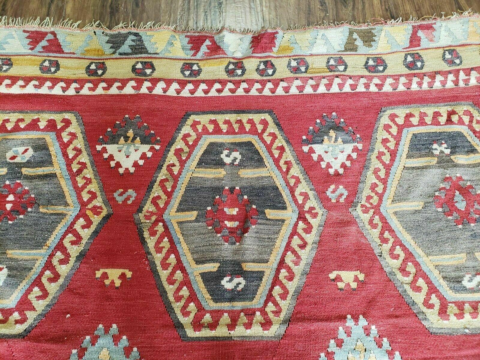 8' X 12' Vintage Turkish Kilim Handmade Flat Weave Wool Rug Veg Dyes - Jewel Rugs