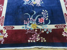 6' X 9' Vintage Handmade Art Deco Chinese Rug Peking Flowers Floral Blue Nice - Jewel Rugs