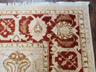 9' X 11' Handmade Beige and Red Floral Mahal Wool Rug - Jewel Rugs