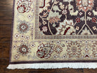 Vintage Indo Mahal Area Rug 6x9, Indian Persian Oriental Carpet 6 x 9, Puce Eggplant Tan Beige Rug, Hand-Knotted, Large Floral Design Wool - Jewel Rugs