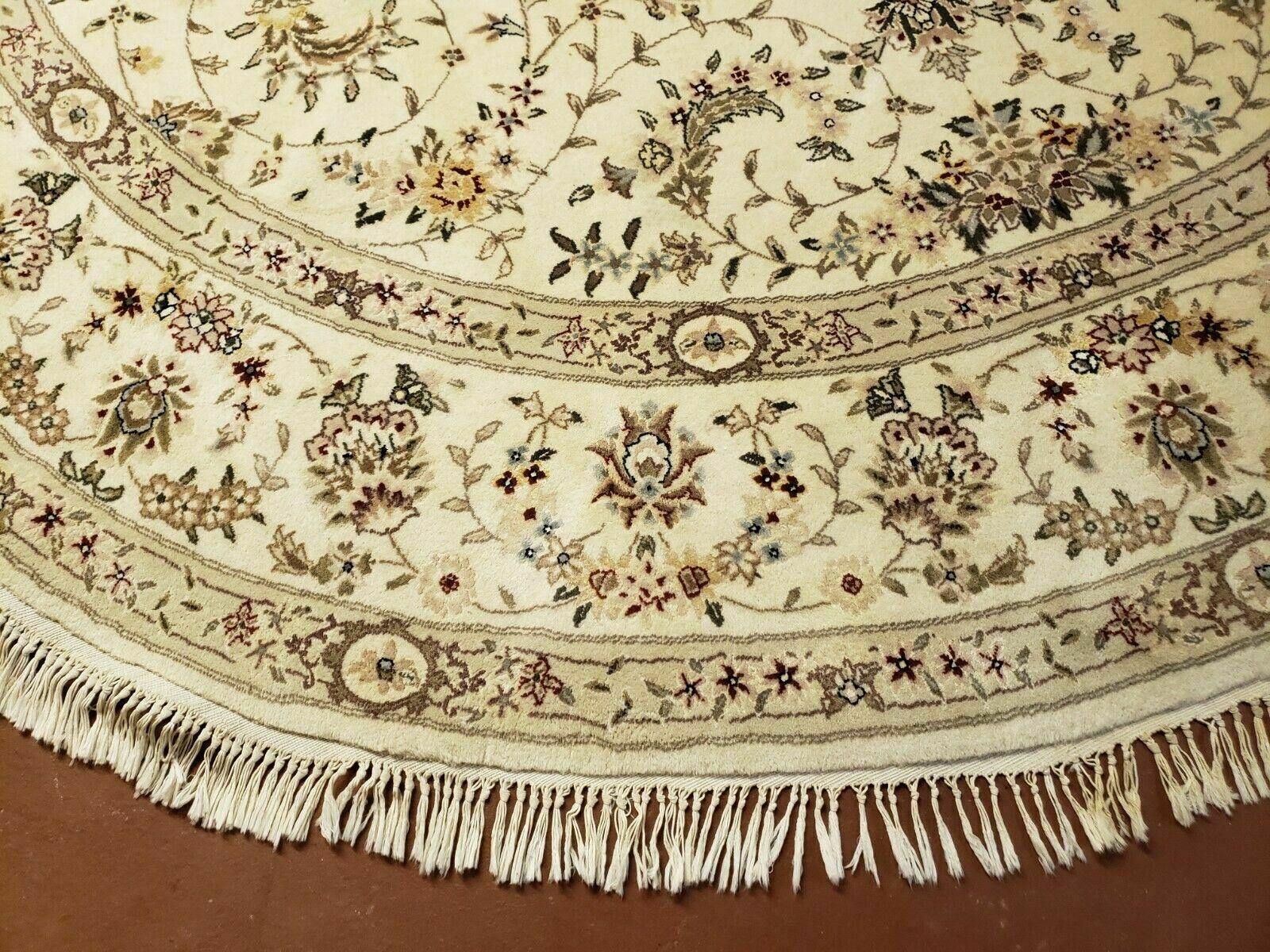 8' X 8' Handmade Ultra Fine Pakistan Floral Wool Rug Carpet Round Silk Beauty - Jewel Rugs