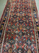 2' 10" X 9" Antique Handmade Indian Floral Wool Runner Rug Red Nice # 126 - Jewel Rugs