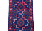 2' 9" X 4' 5" Vintage Handmade Tribal Wool Rug Balouchi Rug Afghan Rug Red Blue - Jewel Rugs