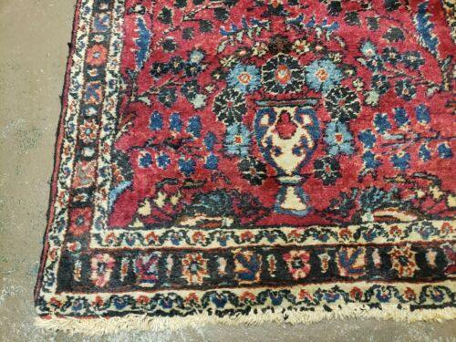 2' 7" X 6' 7" Antique Handmade Wool India Floral Oriental Short Runner Rug Red - Jewel Rugs