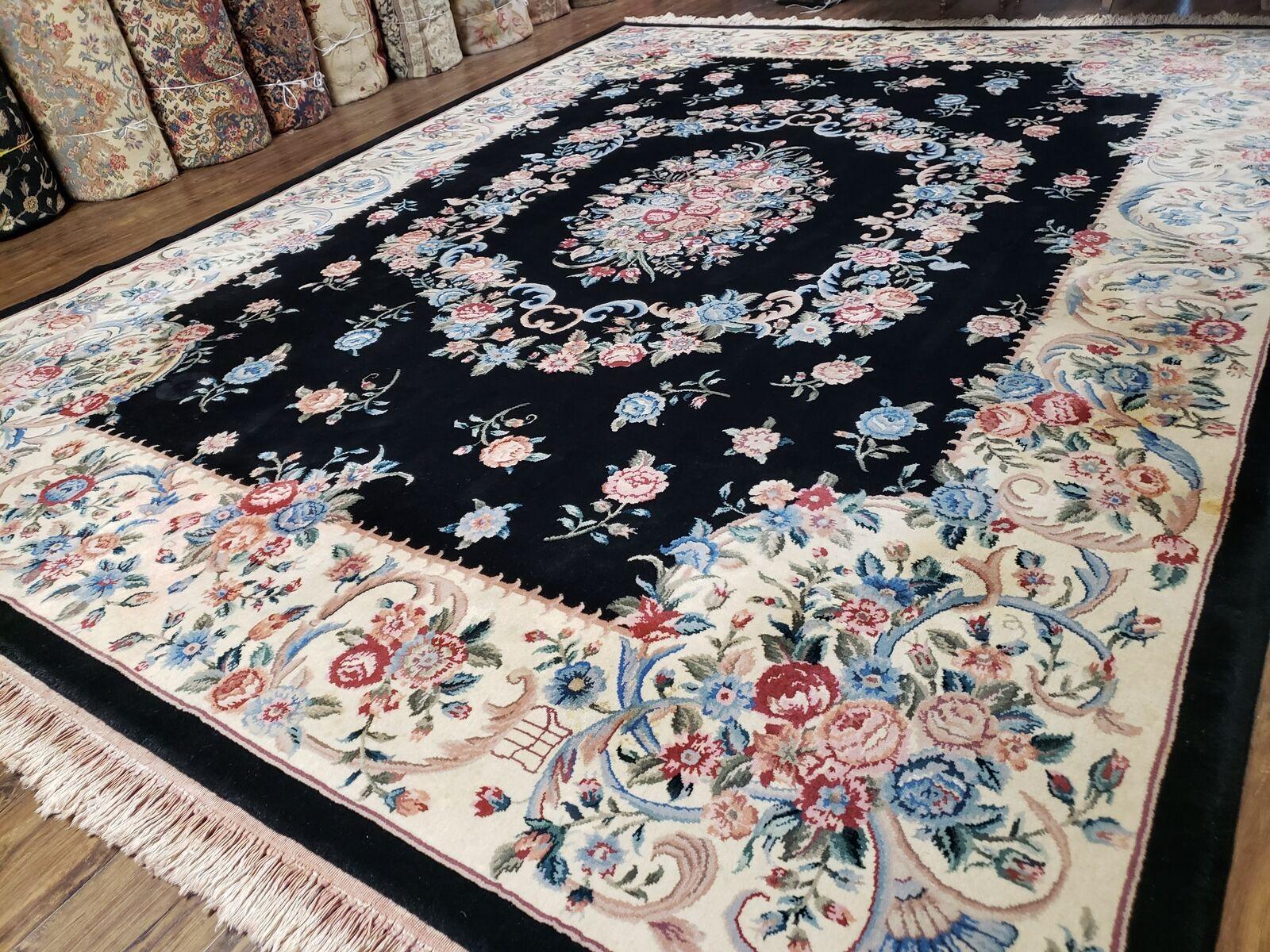 9' X 12' Hand Made Art Deco Aubusson Wool Rug 90 Lines Chinese Plush Pile Pink - Jewel Rugs