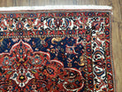 Semi Antique Persian Bakhtiari Rug, Hand-Knotted, Wool, Red, Midnight Blue, Ivory, Floral Medallion, 5'1" x 8' 6" - Jewel Rugs