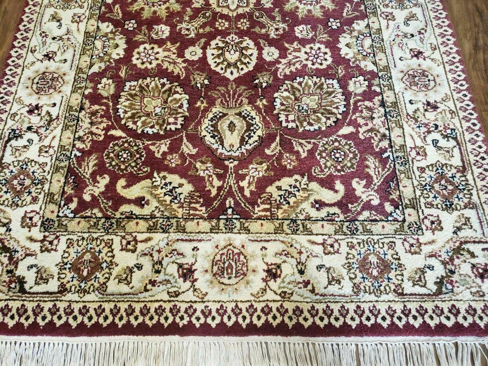 4' X 6' Handmade India Wool Rug Carpet Red Beige - Jewel Rugs