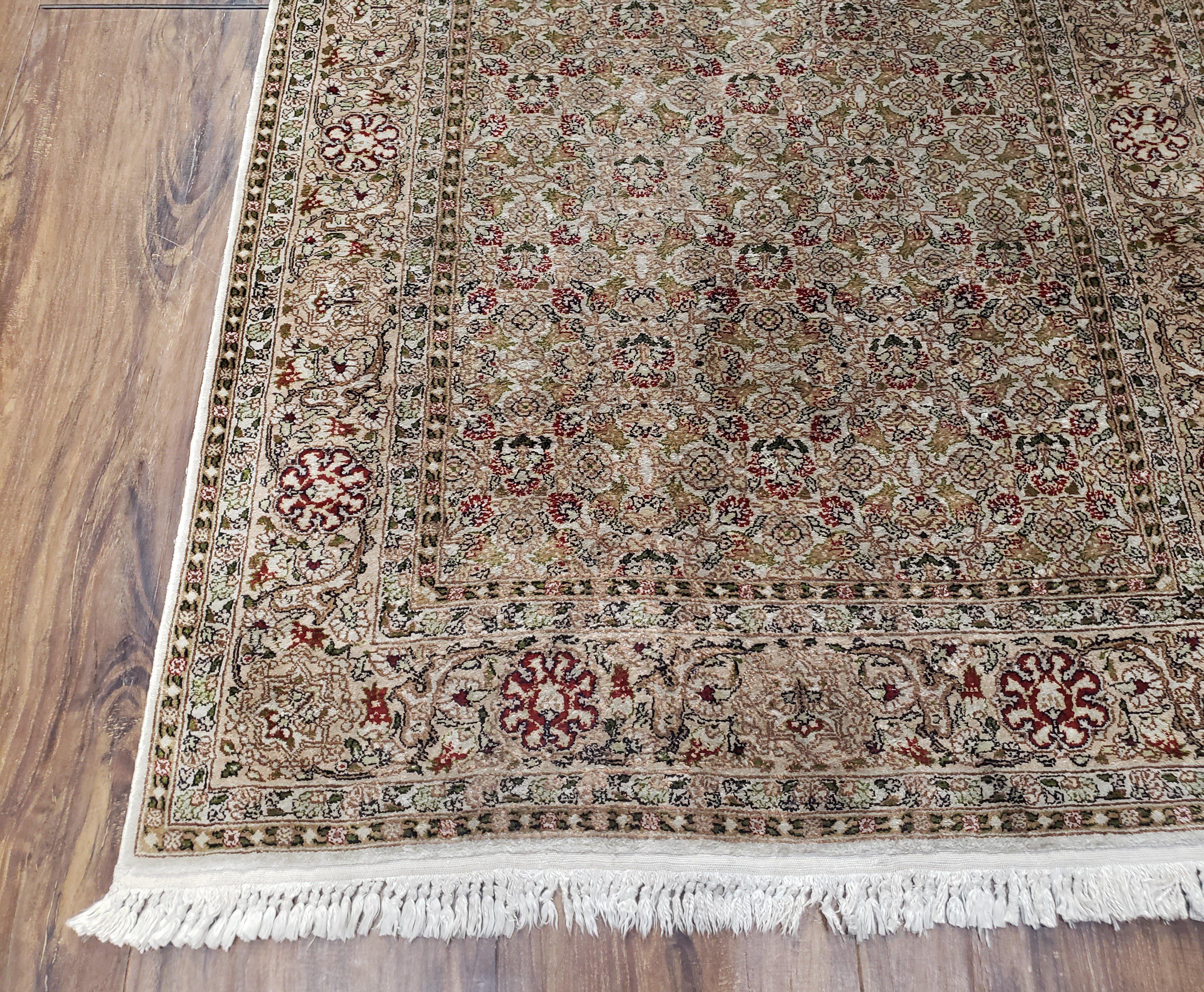 Indian Silk Runner Rug 2'6" x 7' 10", Indo Kashmiri Fine Oriental Runner, Hallway Carpet, Vintage Traditional Oriental Runner 8ft Long - Jewel Rugs