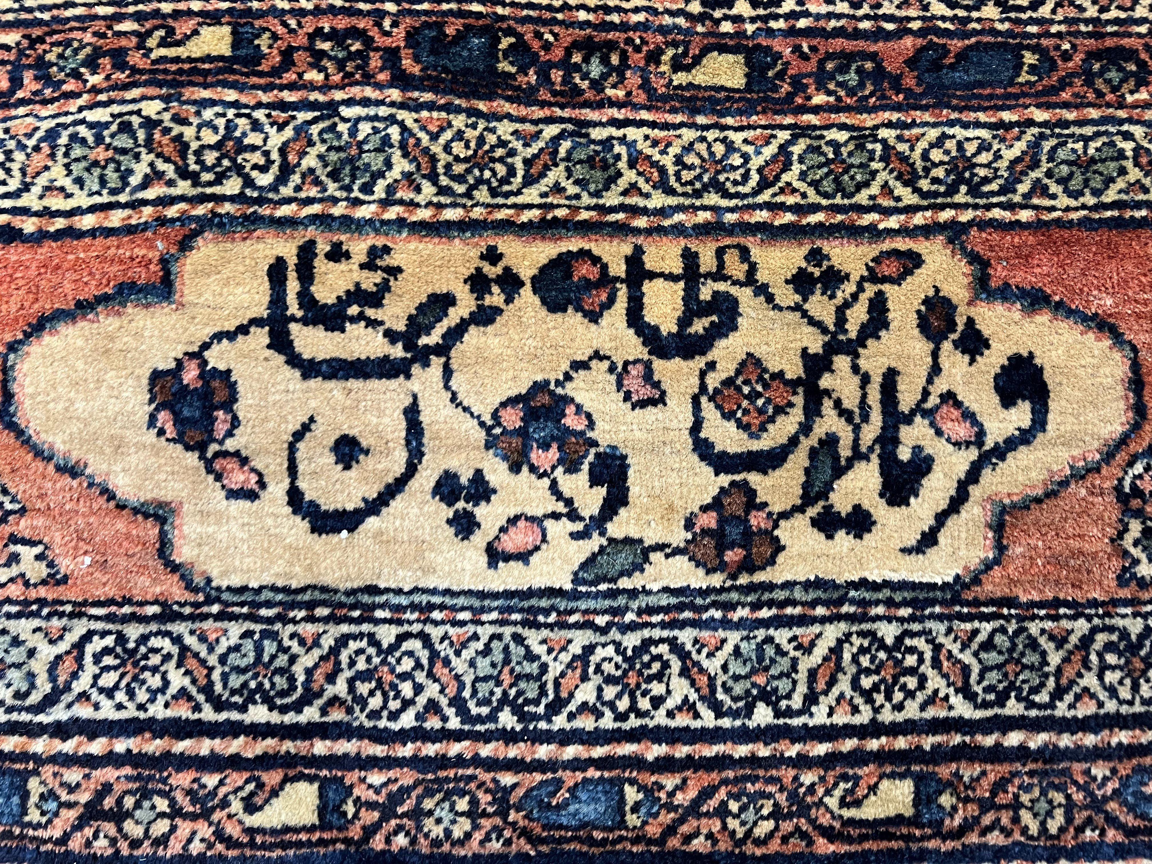 Marvelous and Rare Persian Farahan Rug 9x12, Antique 1920s Persian Carpet, Navy Blue Semi Open Field, Signature from Master Weaver Taftanchian, Animals Bees Monkeys - Jewel Rugs