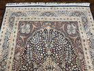 Pakistani Rug with Persian Design 4.8 x 7.5, Pak Persian Oriental Carpet, Small Flowers, Black Red Multicolor, Vintage Wool Rug, Kirman Rug - Jewel Rugs