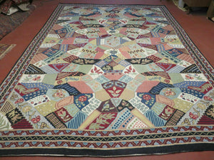 8' X 12' Vintage Indian Embroidery Handmade Chain Stitched Rug Wool Patchwork - Jewel Rugs