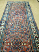 3' 8" X 11' Antique Handmade Turkish Wool Rug Veg Dye Runner Nice Rusted Red - Jewel Rugs