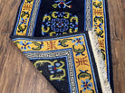 Chinese Art Deco Rug 3 x 5.9, Handmade Chinese Peking Carpet, Dark Blue and Gold, Medallion, Asian Oriental 3x6 Hand Knotted Vintage Rug - Jewel Rugs