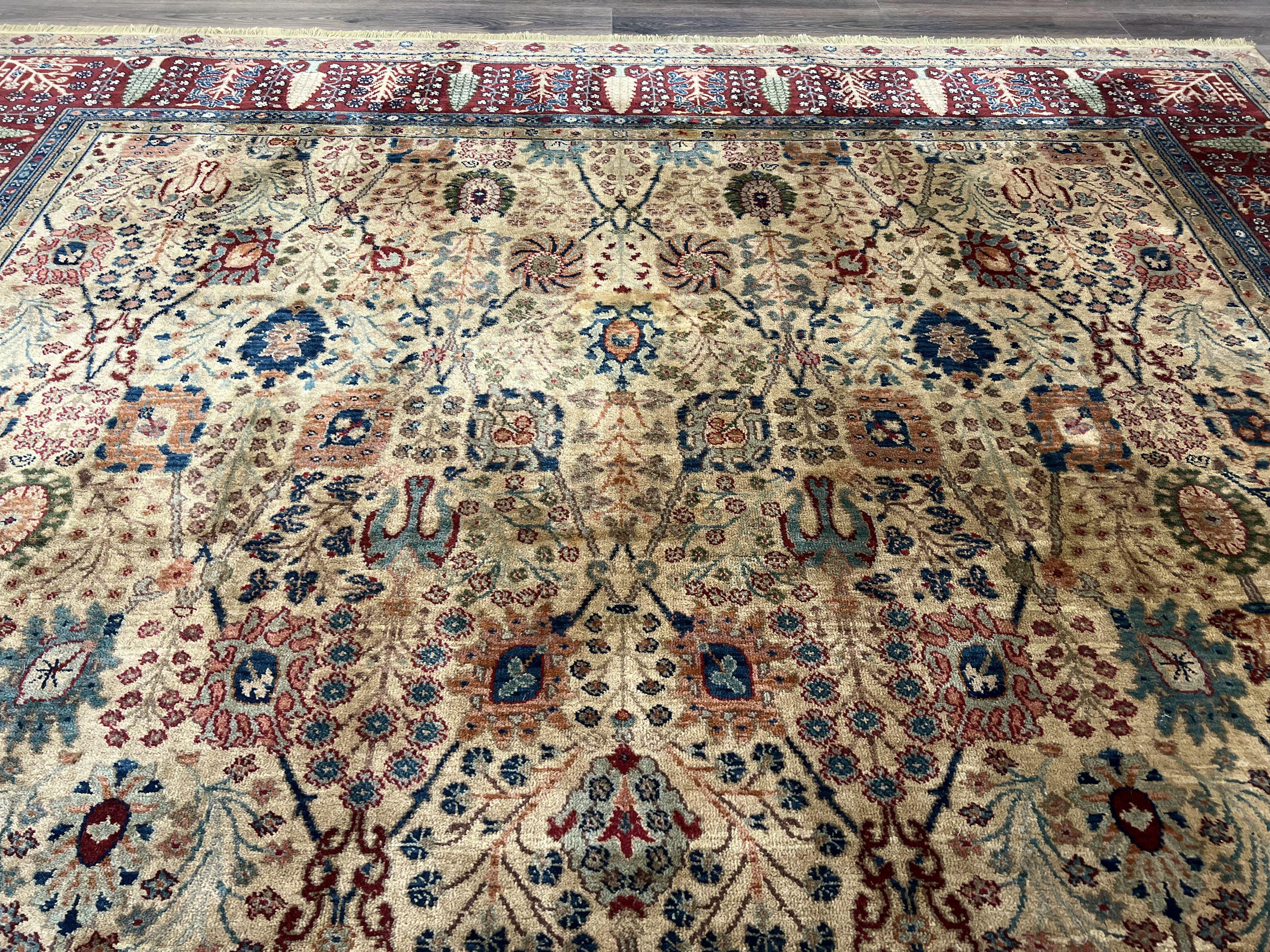 10x14 Karastan Samovar Rug Teawash #900-901 Persian Vase Pattern, Vintage Wool Karastan Carpet, Traditional Area Rug, Allover Pattern, Beige - Jewel Rugs