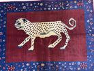 5 X 7 Handmade Zagros Wool Rug Snow White Panther Maroon Blue Organic Dyes - Jewel Rugs