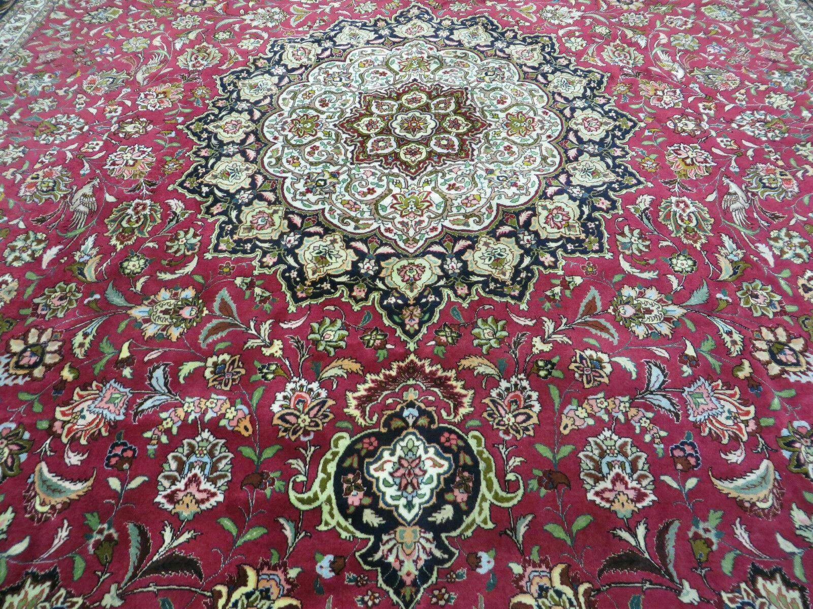 10' X 14' Vintage Handmade Persian Tabriz Wool Rug Silk Accent Oriental Carpet Nice - Jewel Rugs