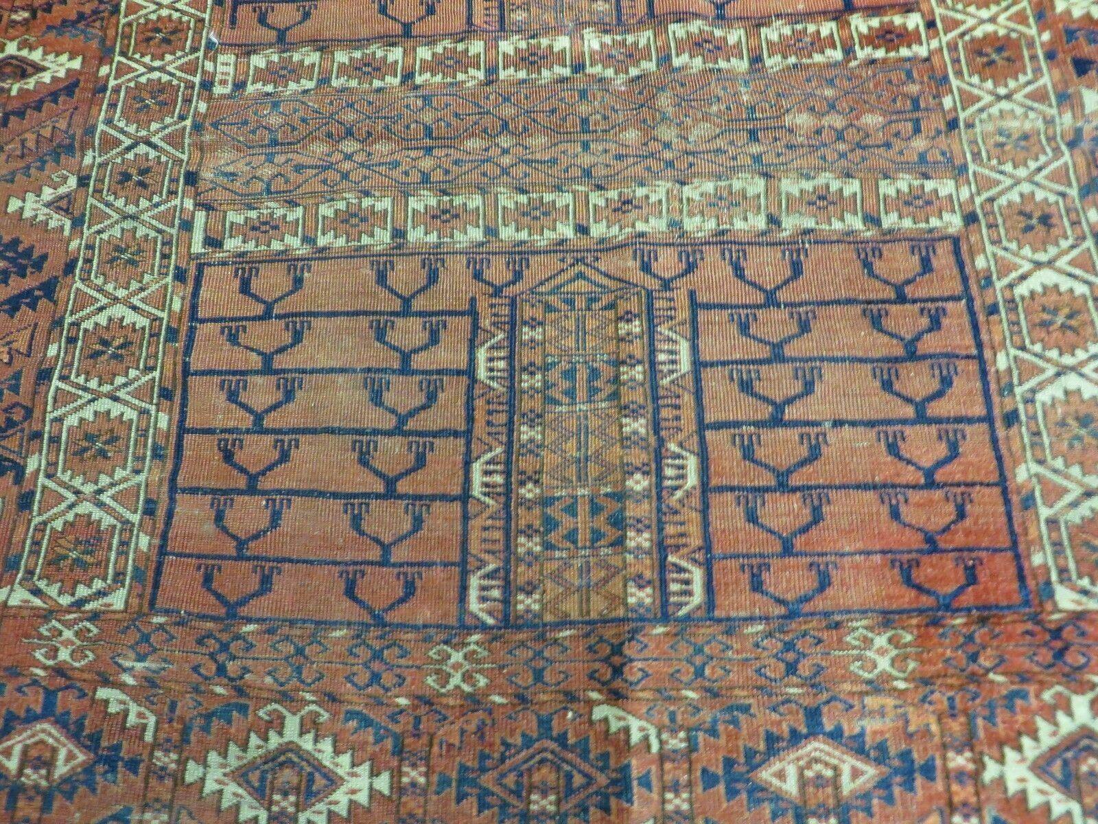 4' X 5' Antique Handmade Fine Tekkeh Turkoman Engsi Hatchli 4 Seasons Wool Rug - Jewel Rugs