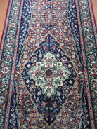 2' 6" X 12' Vintage Handmade India Floral Blue & Red Wool Runner Rug Oriental Carpet - Jewel Rugs