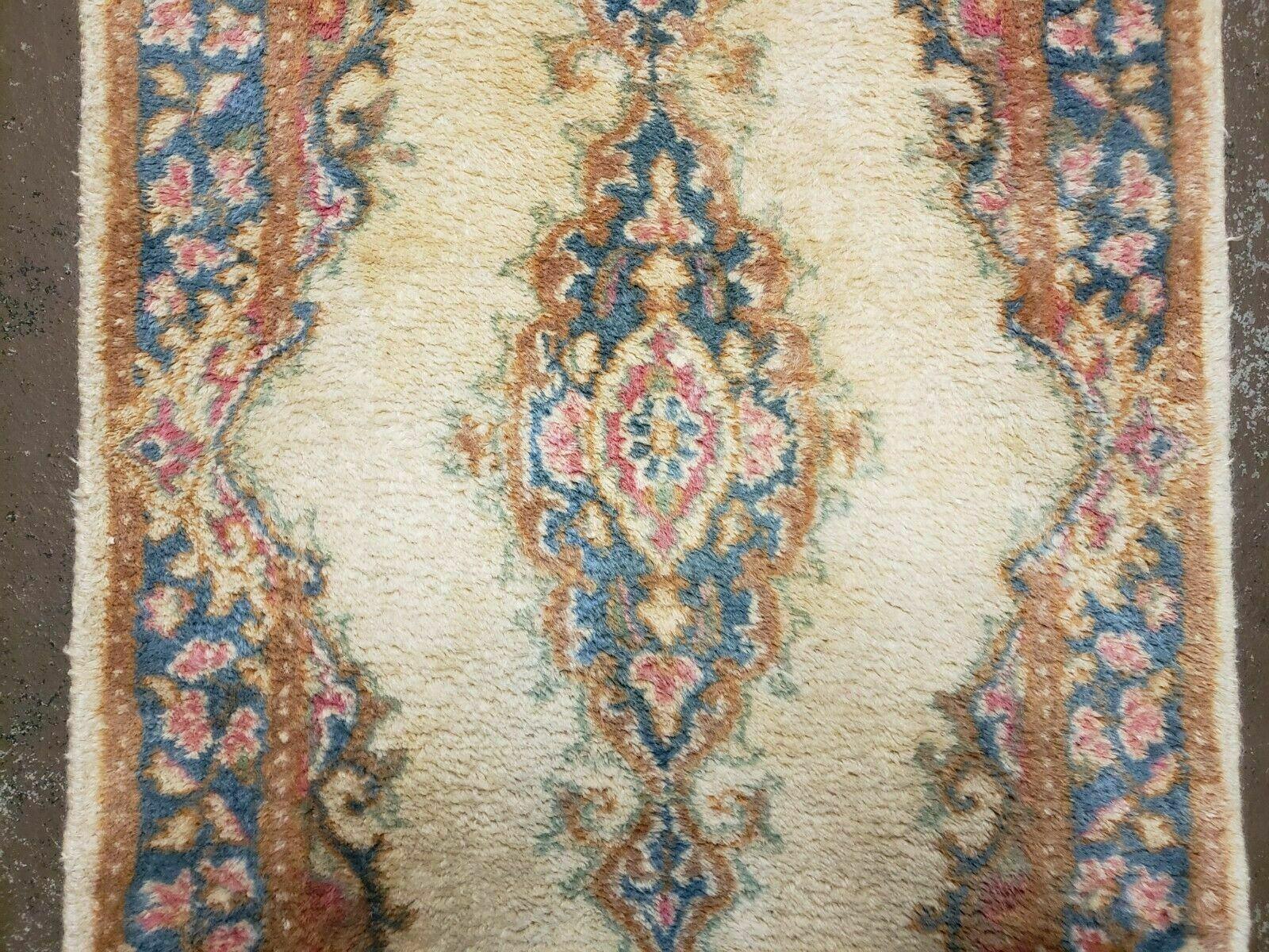 2' X 4' Vintage Floral Oriental Wool Rug Medallion Open Field Ivory Beige Nice - Jewel Rugs