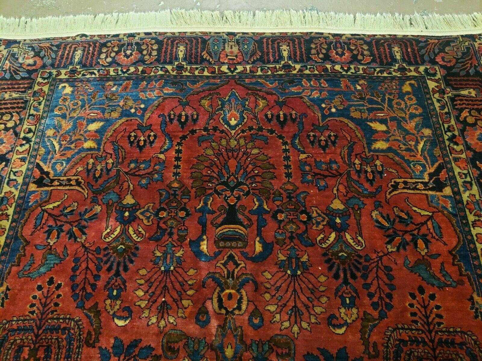 4' 5" X 6' 4" Authentic Antique Oriental Floral Red Allover Wool Rug - Jewel Rugs