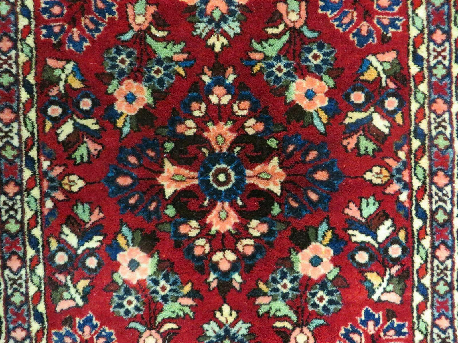 2' X 2.5' Vintage Handmade India Floral Oriental Rug Red - Jewel Rugs