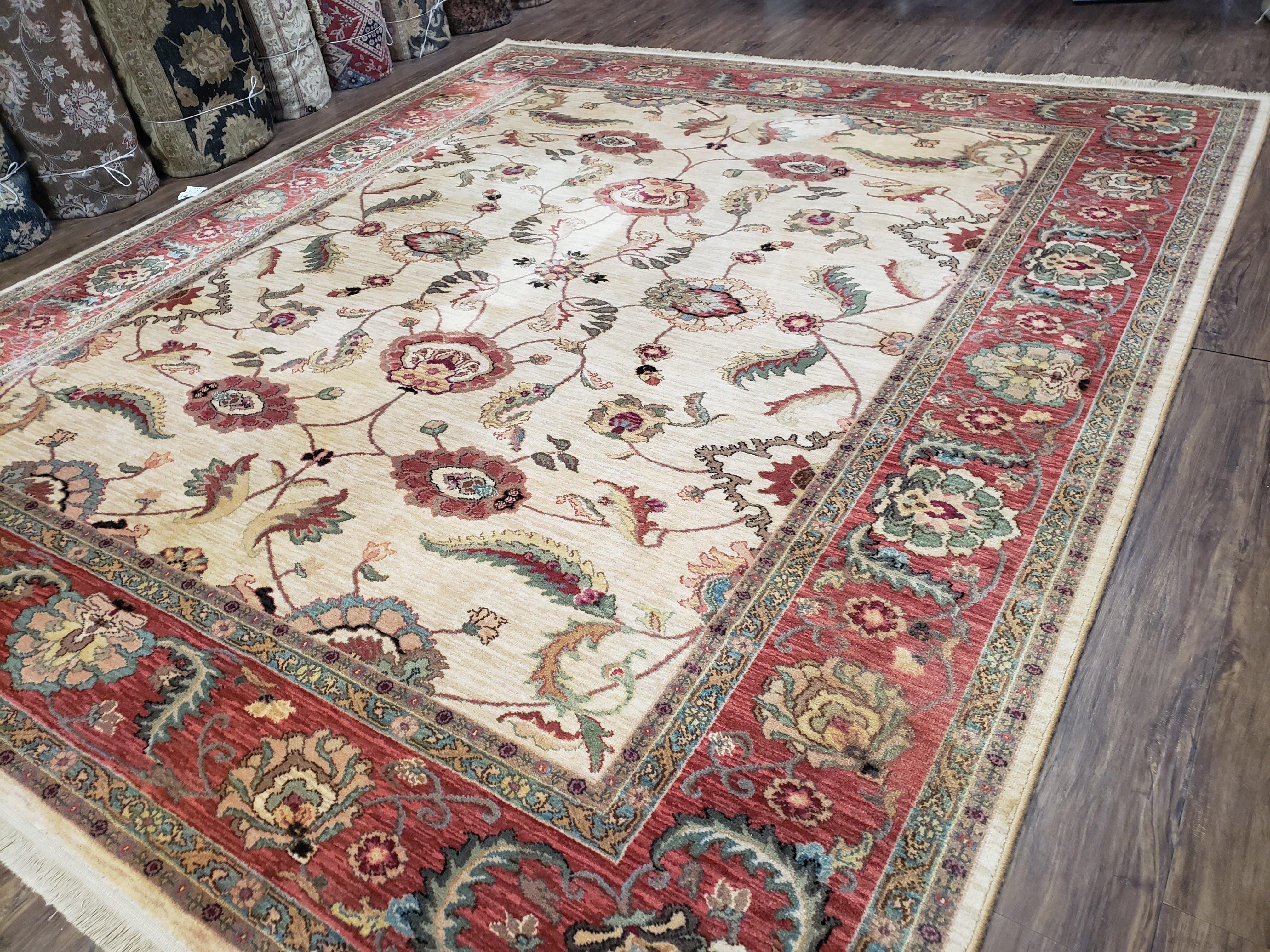 Karastan Rug 8' 8" x 10', Ashara Agra Ivory #549, Room Sized Karastan Area Rug, Wool Karastan Rug, Traditional Rug for Living Room Beige Red - Jewel Rugs