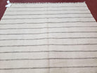 New Turkish Kilim Rug, Striped Area Rug, Southwestern Style, Off-white/Ivory Color, 5x8 Kilim Carpet, Hand-Knotted, Flatweave, Wool - Jewel Rugs