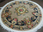 5' Vintage Round Handmade Chinese Peking Art Deco Wool Rug Flowers 90 Line - Jewel Rugs