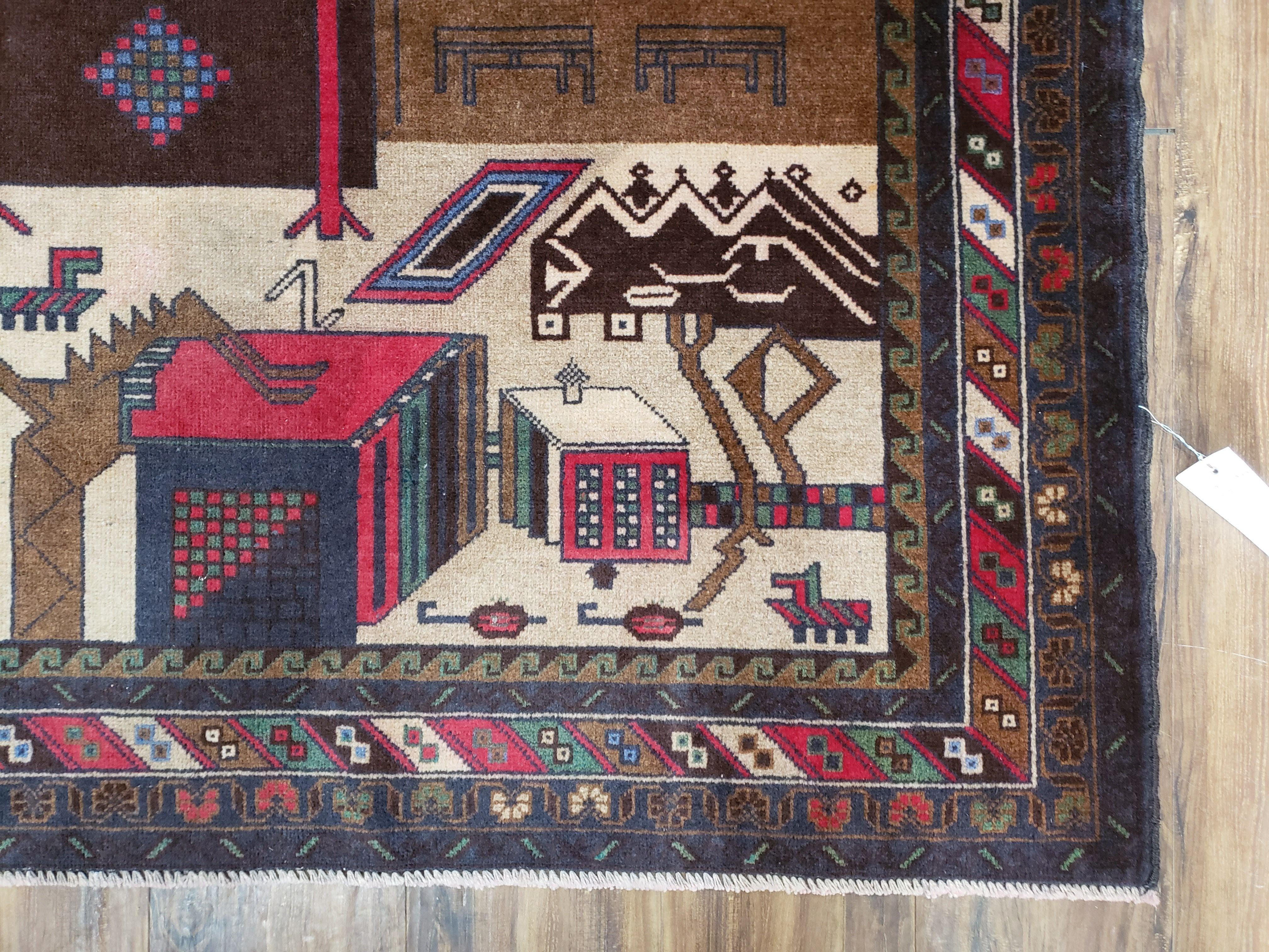 4x6 Handmade Balouch War Afghan Tribal Rug Organic Dyes Tanks Soviet Aggregation - Jewel Rugs