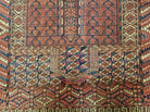 3'8" X 4' 5" Antique Handmade Tekkeh Turkoman Engsi Hatchli 4 Seasons Wool Rug - Jewel Rugs