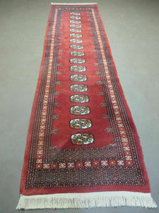 2' 8" X 10' Vintage Handmade Bokhara Turkoman Pakistani Wool Runner Rug Nice - Jewel Rugs