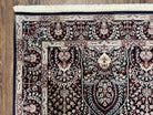 Fine Indo Kirman Persian Rug 3'9" x 6', Floral Allover Millefleurs, Persian Vase Rug Vintage Oriental Carpet Wool Handmade Black Indian Rug - Jewel Rugs