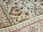 9' X 12' Handmade Indian Floral Wool Rug Hand Knotted Carpet Tea Washed Beige - Jewel Rugs