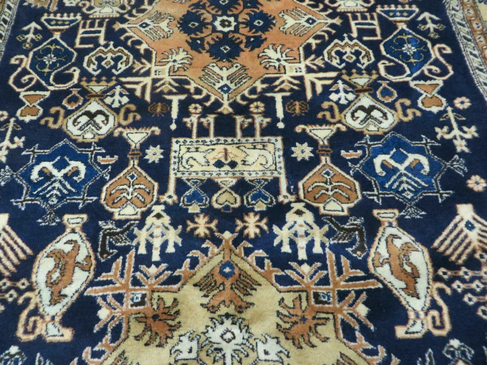 6' X 9' Vintage Handmade Knotted Turkish Caucasian Design Wool Rug Nice - Jewel Rugs