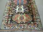 Antique Persian Runner Rug 3.7 x 9, Persian Shiraz Khamesh Rug, Geometric Medallions, Black Multicolor Hand Knotted Wool Hallway Rug, Tribal Animal Motifs, 9ft Runner - Jewel Rugs