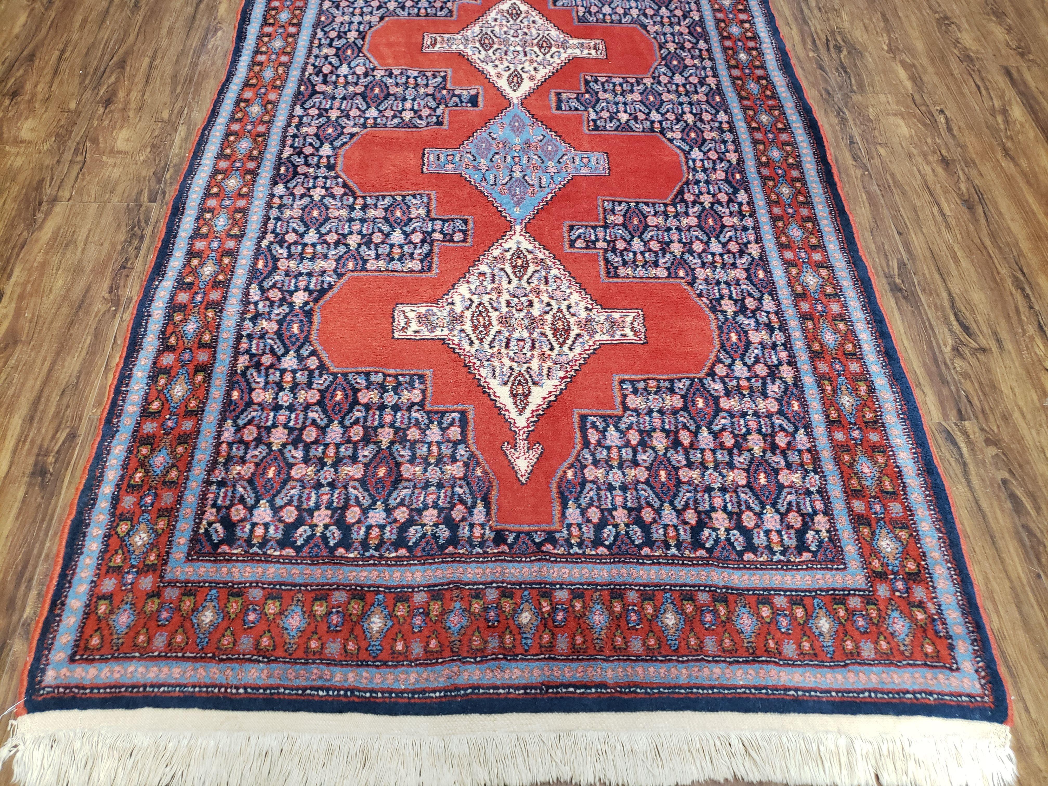 4x6 Western Kurdistan Kurdish Carpet Senneh Wool Area Rug Veg Dyes Red Blue Nice - Jewel Rugs