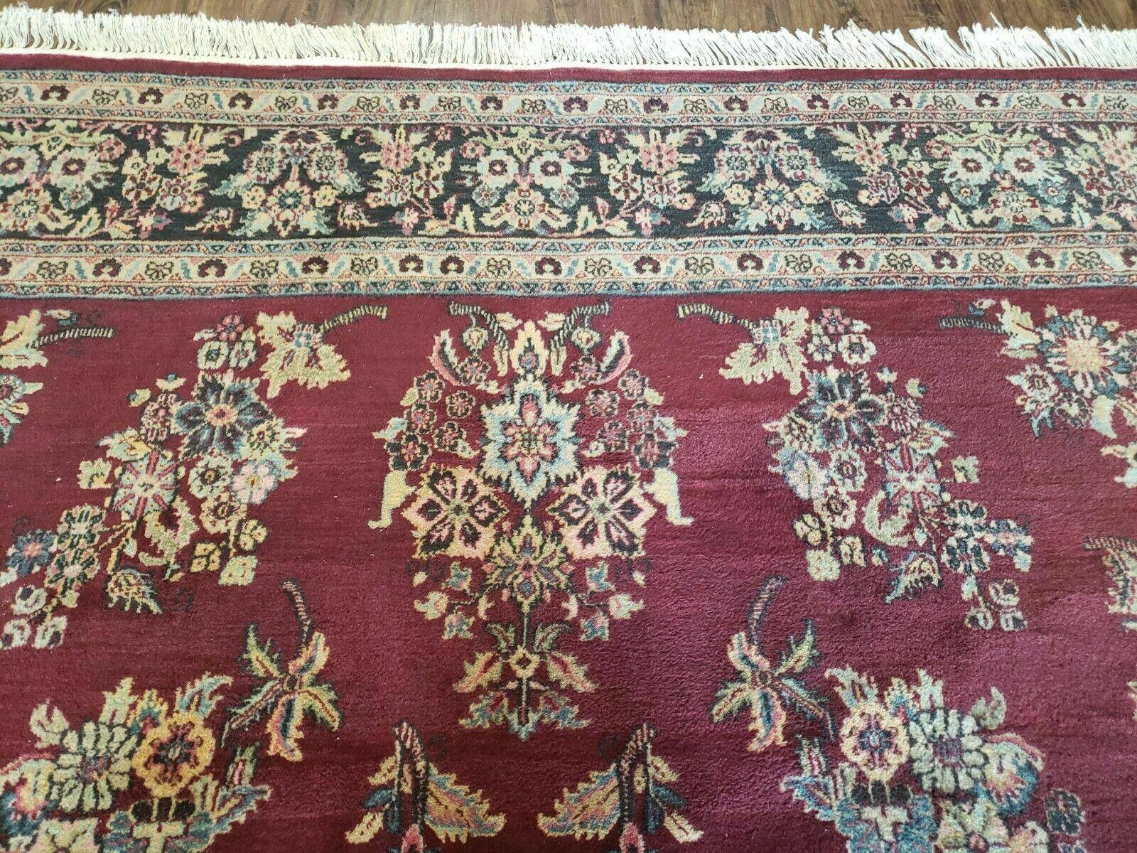 8' X 12' Vintage Handmade India Floral Oriental Wool Rug Veg Dyes Organic Red - Jewel Rugs
