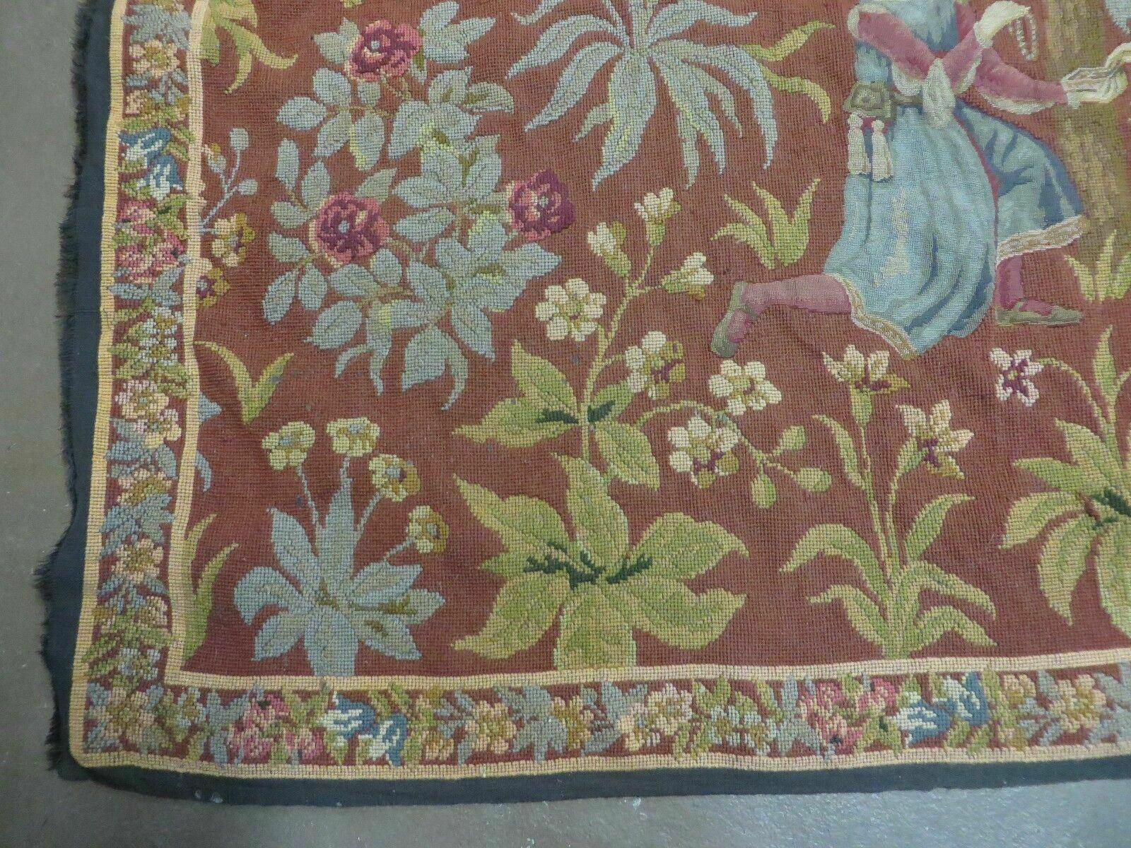 4' X 5' Antique Tapestry Belgium Handmade Petitpoint Needlepoint One Of A Kind - Jewel Rugs