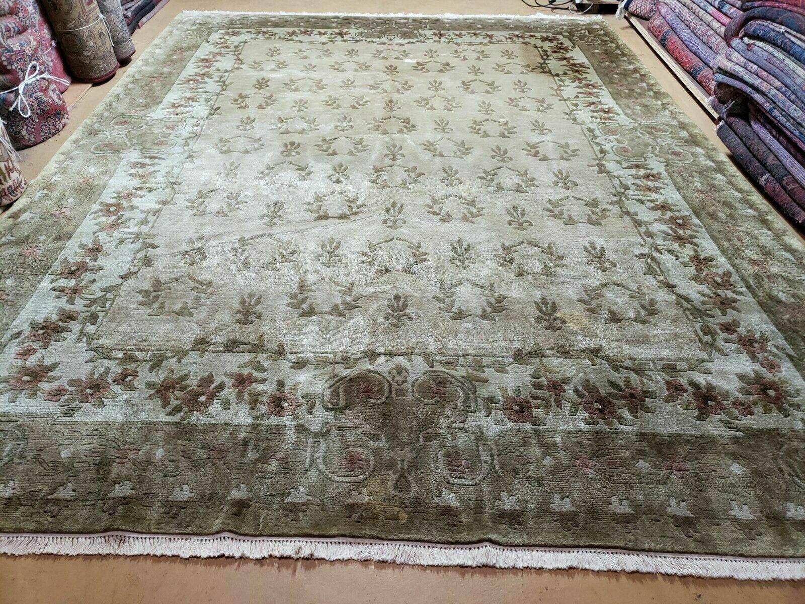 9' X 12' Modern Handmade Tibetan Nepal Wool Silk Rug Nice - Jewel Rugs