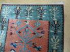 3' X 5' 7" Vintage Handmade Art Deco Chinese Wool Rug Nice Teal Salmon Nice - Jewel Rugs