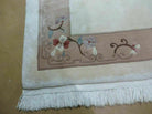 6' X 9' Vintage Hand Made CHINESE Art Deco 90 LINES Wool Rug Flowers Bird Nice - Jewel Rugs