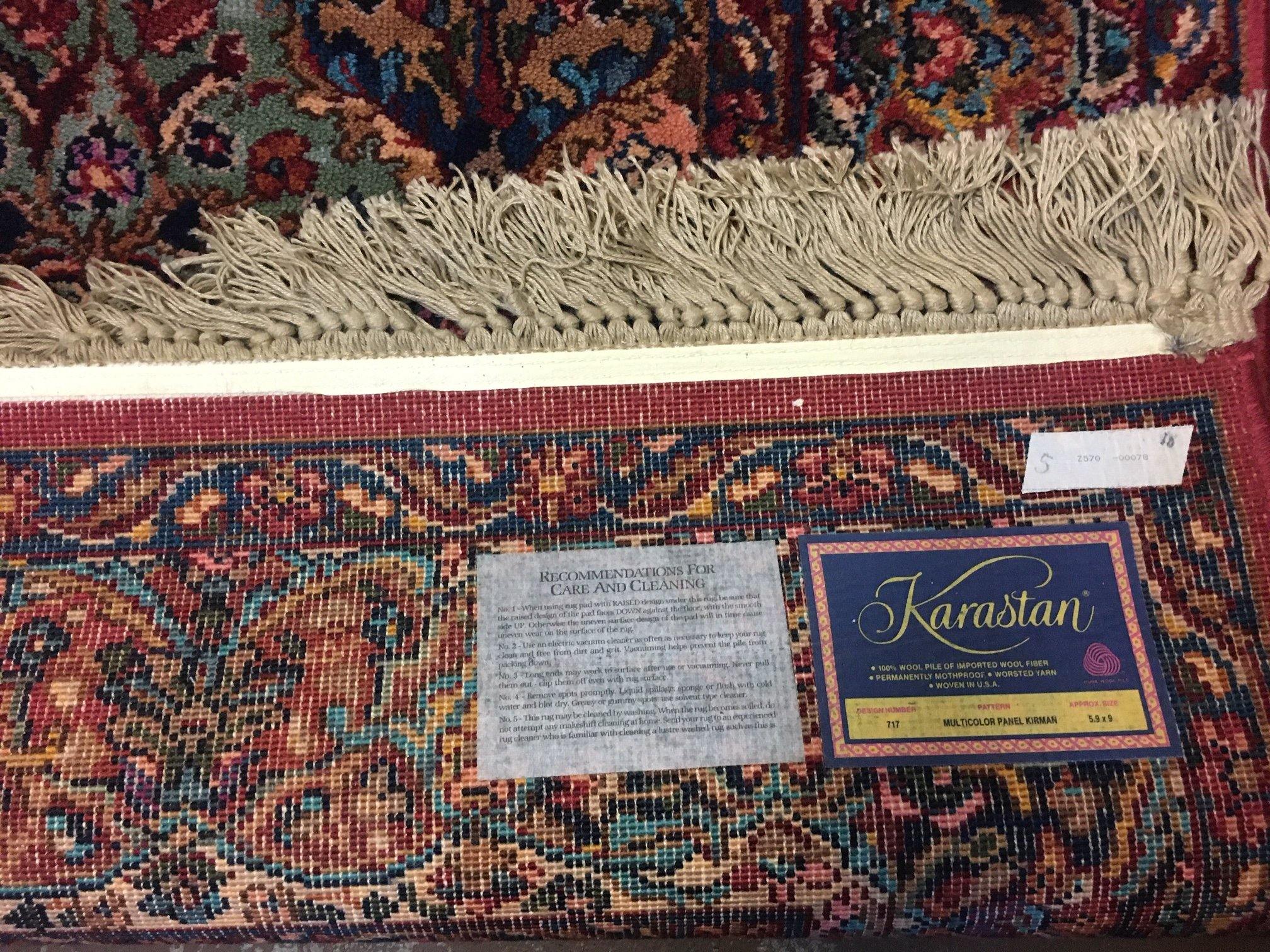 6' X 9' Karastan Kirman Multicolor Panel # 717 American Wool Area Rug - Jewel Rugs