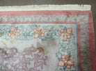 9' X 12' Vintage Handmade Chinese Carving Sculpture Wool Rug Flower Design Pink Carpet - Jewel Rugs