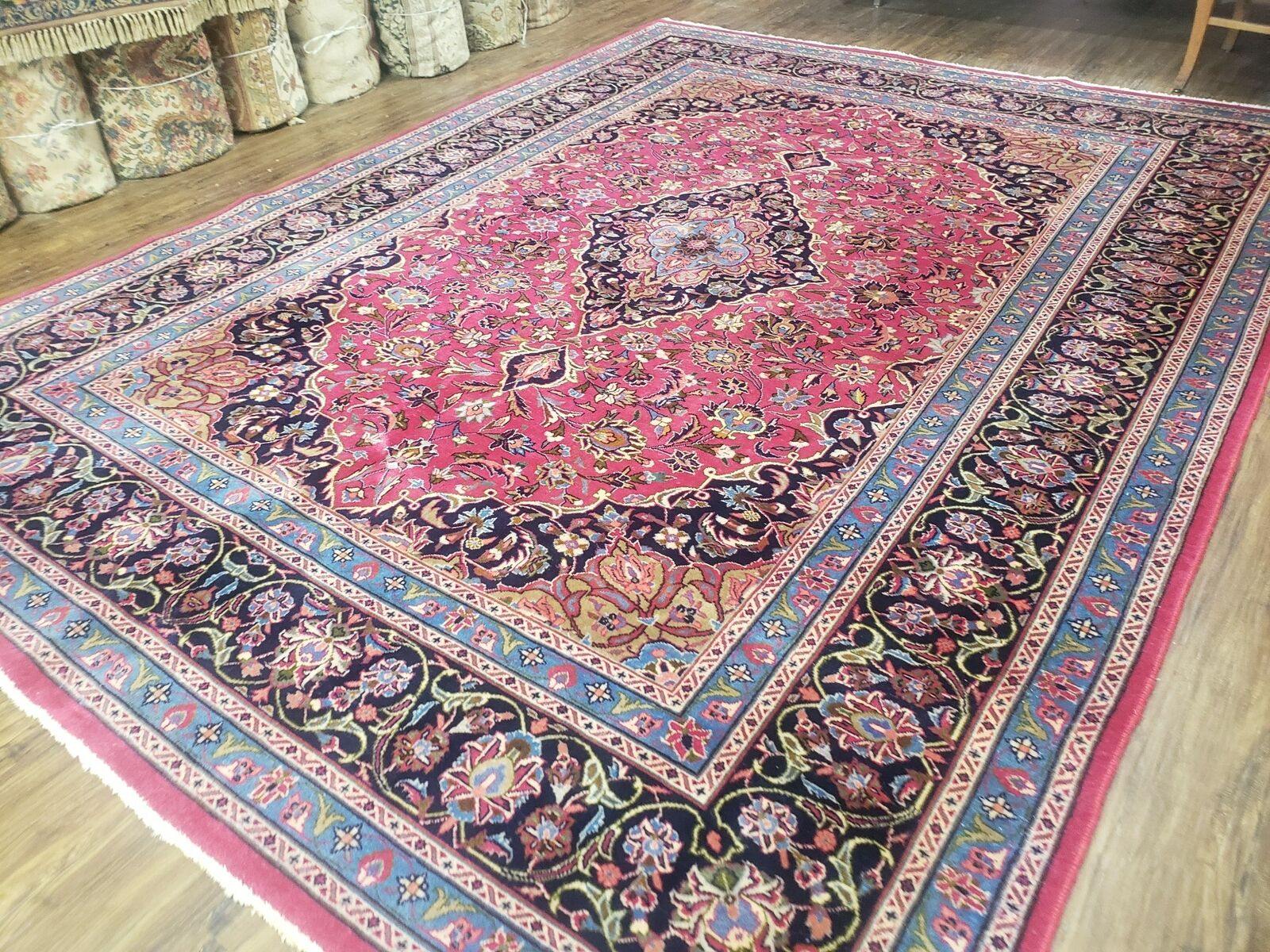 8' X 11' Vintage Handmade Authentic Oriental Wool Rug Pink/Red Teal Wow - Jewel Rugs