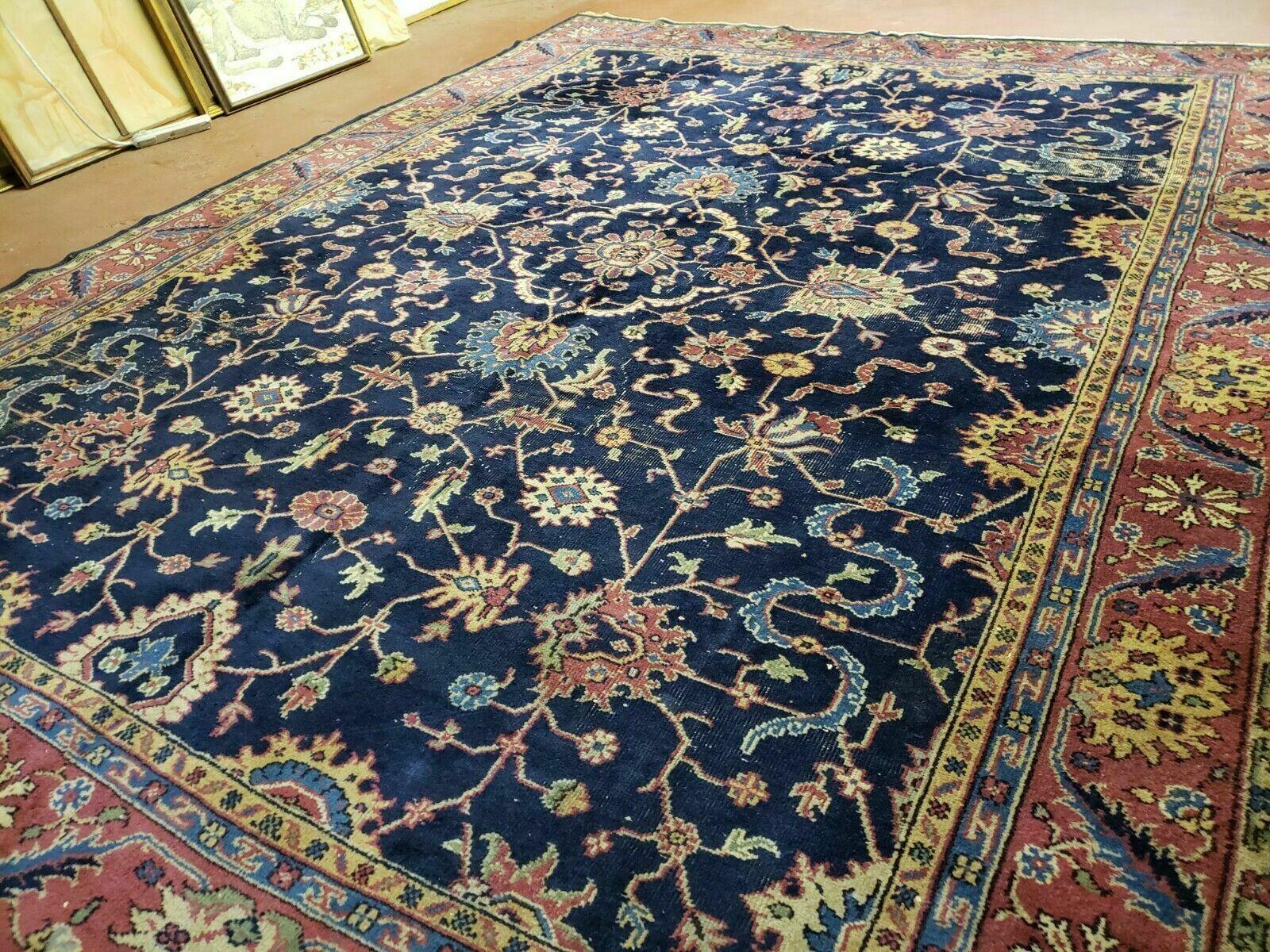 9' X 11' Antique Handmade Turkish Sparta Wool Area Rug Floral Nice Organic Dyes - Jewel Rugs