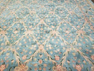 9' X 12' Hand Made Chinese Oriental Floral Garden Wool Rug Plush Pile Blue Teal - Jewel Rugs