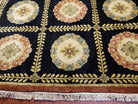 6x9 Aubusson Design Nepali Tibetan Black Hand-Knotted Rug Wool Carpet Soft Plush Pile New Rug Nice - Jewel Rugs