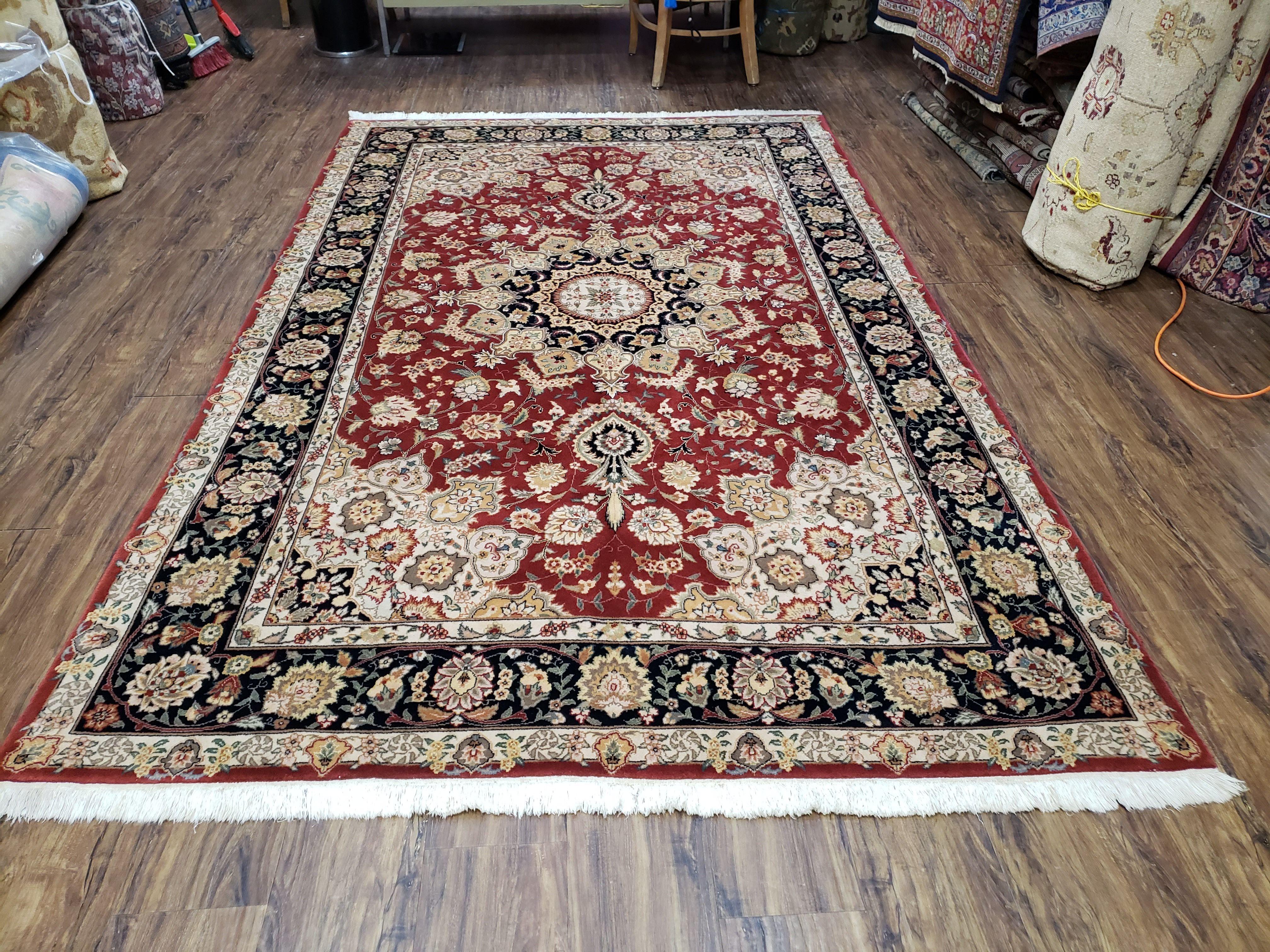 6.5 x 9.5 Medallion Rug 6x9 Vintage Pak Persian Rug, Red Pakistani Rug, Traditional Oriental Rug, Vintage Wool Rug, 5.9 x 9.6 Rug Nice - Jewel Rugs