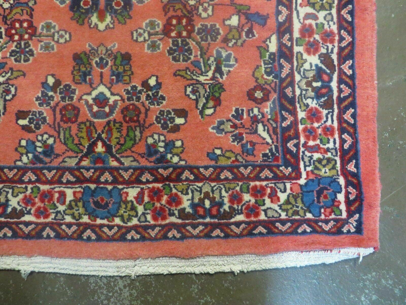 2' 11" X 12' 7" Vintage Indian Floral Handmade Wool Runner Rug Red Nice - Jewel Rugs